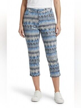 Masseys Pants Blue/Black/White Patterned Size 14